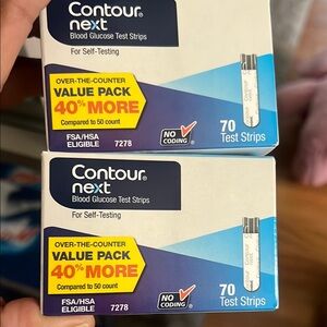 Blood Glucose Test Strips - 70 Count, Blue and White